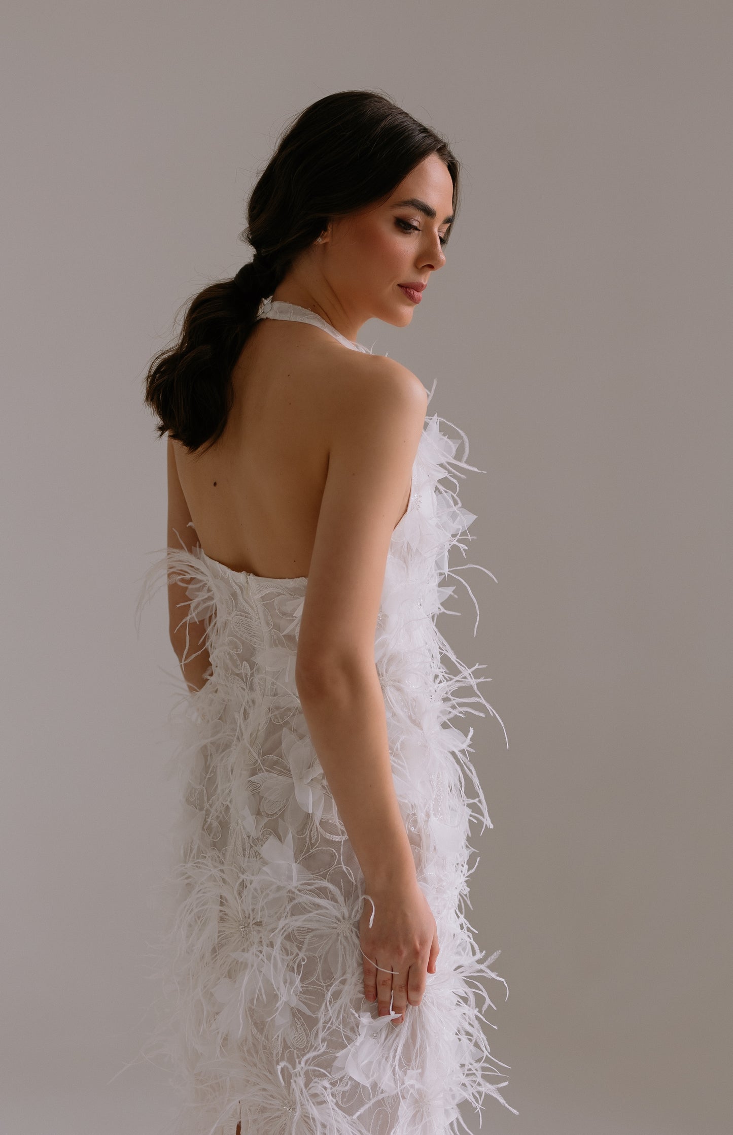 wedding reception dress Lillian close back view perfect for rehearsal dinner or engagement party