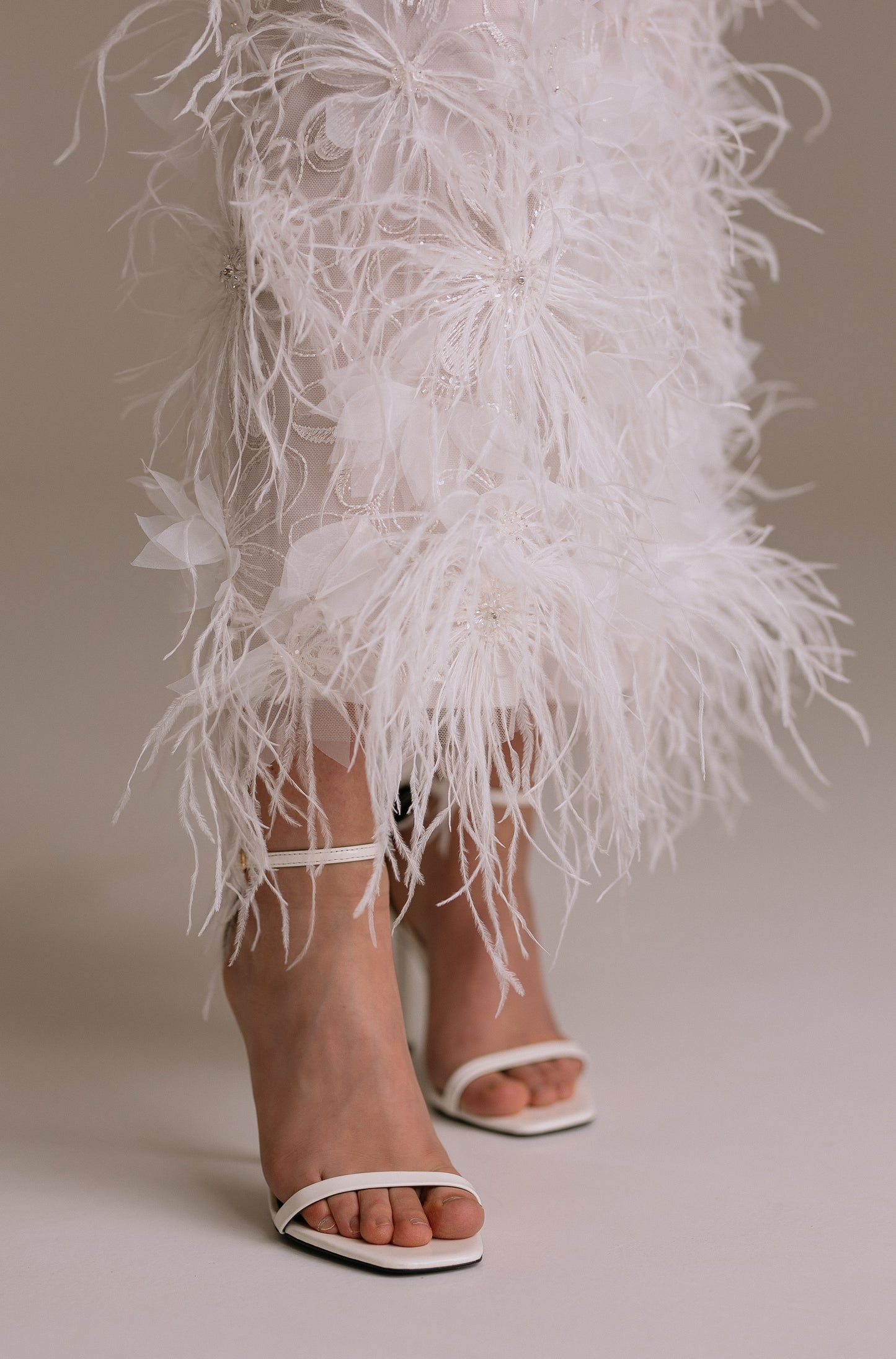 wedding reception dress Lillian detail view showing skirt details perfect for rehearsal dinner or engagement party