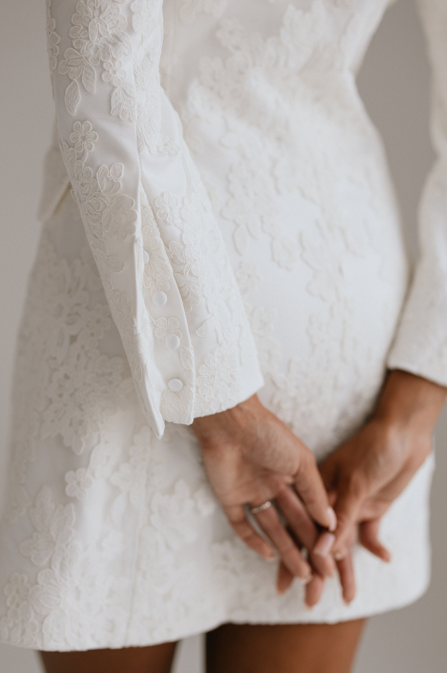 Maeve dress unique cuff detail with delicate buttons and fine lace trim