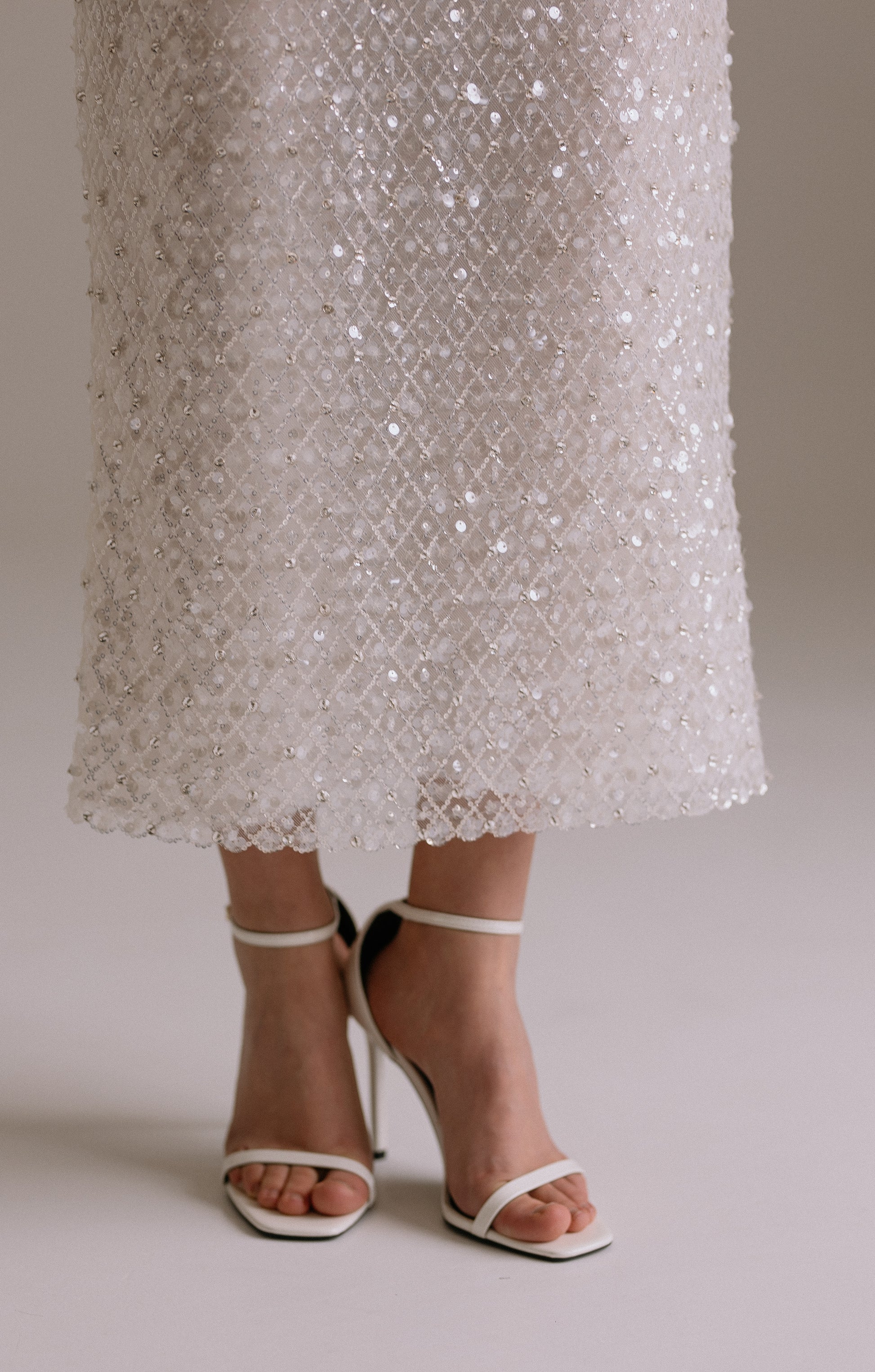 wedding reception dress Luna detail view showing skirt details. perfect as rehearsal dinner dress or engagement dress.